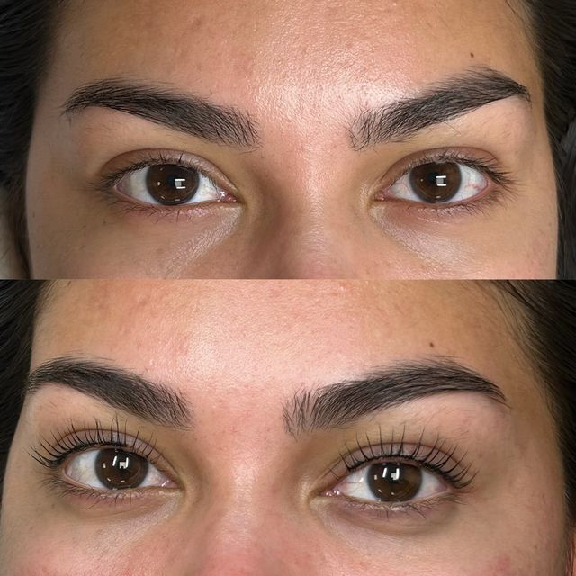 Before and after brow tint and lash lift