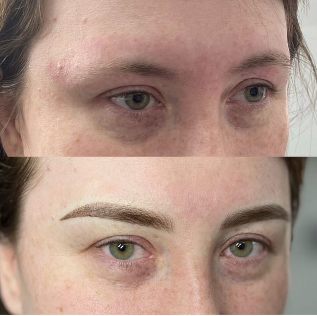 Before and after combination brows