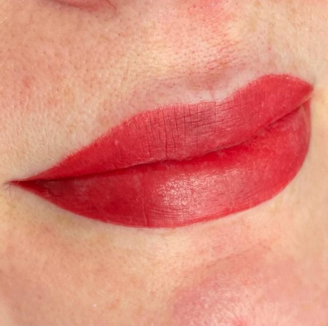 Close up of lip blush colour