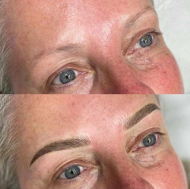 Before and after microblading brows